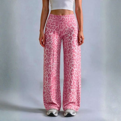 Women’s leopard-print wide-leg pants