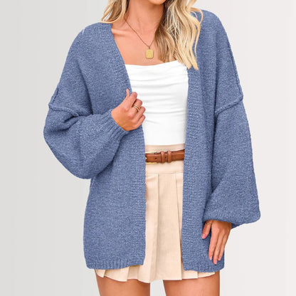 Oversized Knit Cardigan – Cozy Fall Essential with Lantern Sleeves