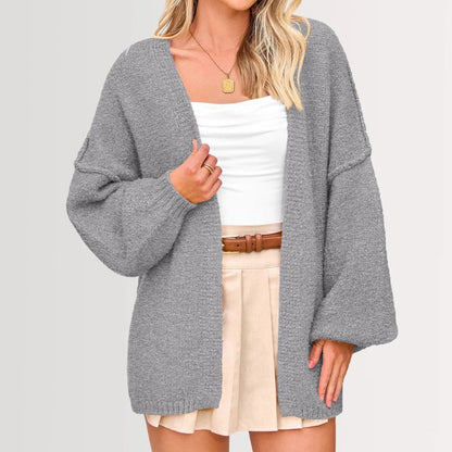Oversized Knit Cardigan – Cozy Fall Essential with Lantern Sleeves