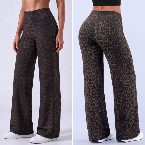 Women’s leopard-print wide-leg pants
