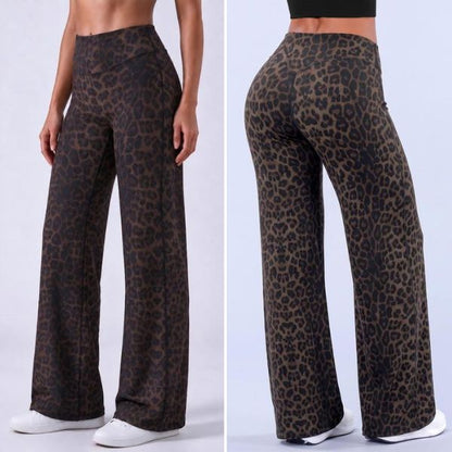 Women’s leopard-print wide-leg pants