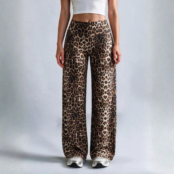 Women’s leopard-print wide-leg pants