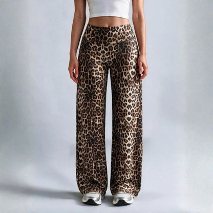 Women’s leopard-print wide-leg pants