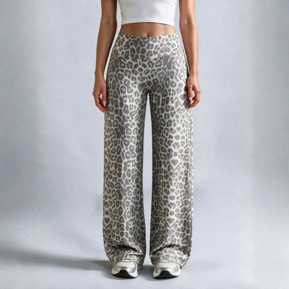 Women’s leopard-print wide-leg pants